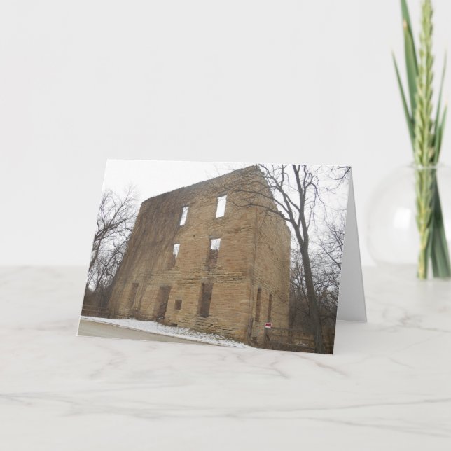 Tarjeta de Navidades "Oxford Mill Ruins" (Anverso)