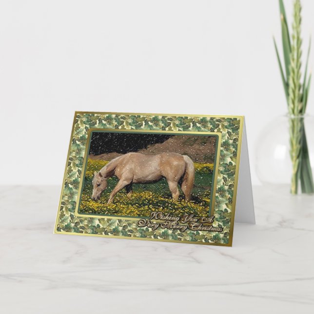 Tarjeta de Navidades Palomino Quarter Horse Blank (Anverso)