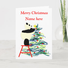 Tarjeta de Navidades Panda, tarjeta de vacaciones