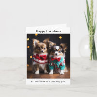 Tarjeta de Navidades Papillon Puppies