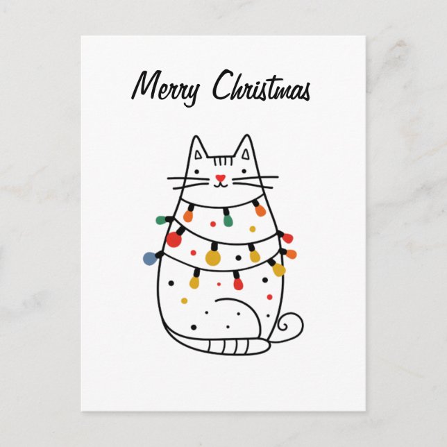 Tarjeta de Navidades para aficionados al gato mini (Anverso)