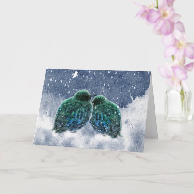 Tarjeta de Navidades para aves acuáticas de invier (Orquídea)