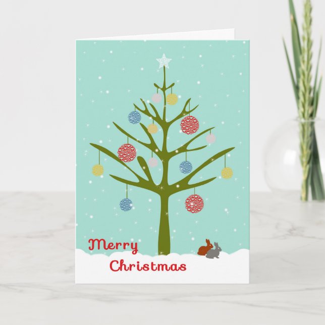 Tarjeta de navidades para co-trabajadores con árbo (Anverso)