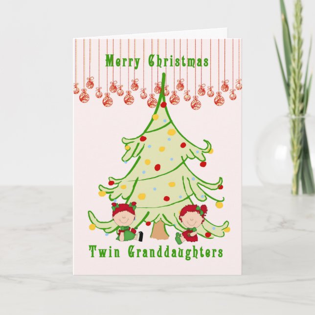 Tarjeta de navidades para dos nietas gemelas (Anverso)