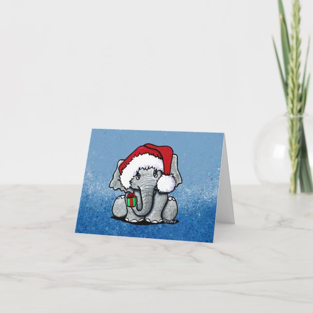 Tarjeta de Navidades para elefantes de Santa (Anverso)