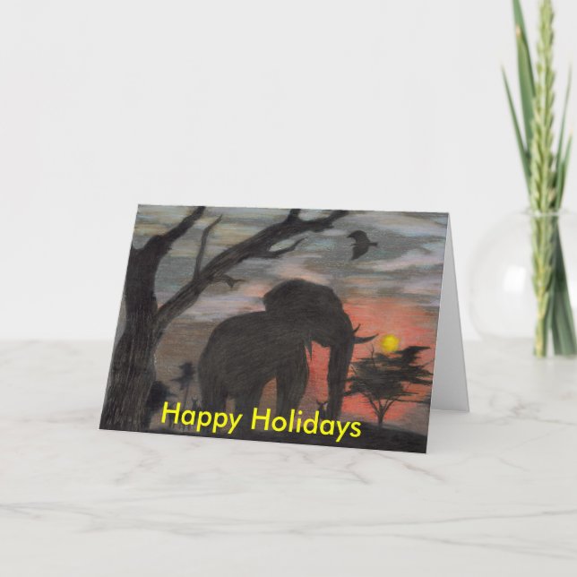 Tarjeta de Navidades para elefantes en la sombra (Anverso)