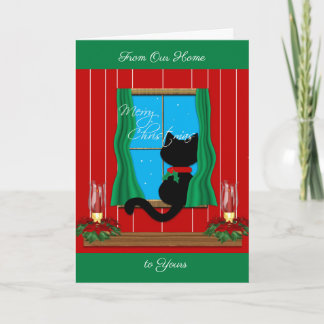 Tarjeta de Navidades para gato negro