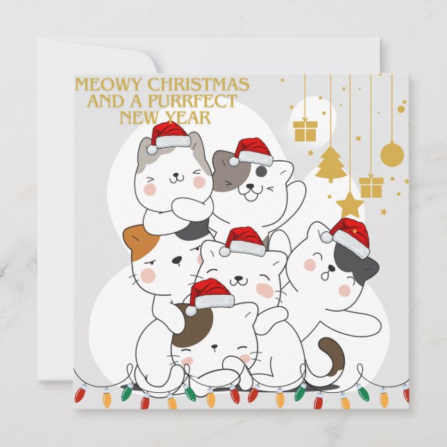 Tarjeta de Navidades para gatos (Anverso)
