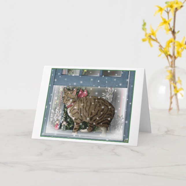 Tarjeta de Navidades para gatos de nieve (flor amarilla)