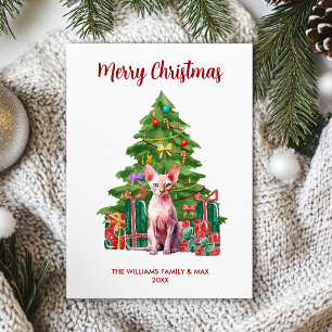 Tarjeta de Navidades para gatos de Sphynx Cute