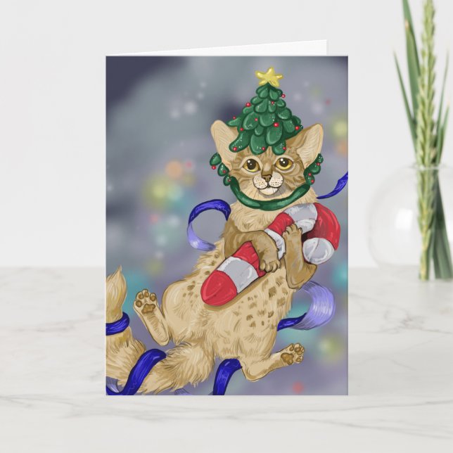 Tarjeta de Navidades para gatos Kitty (Anverso)
