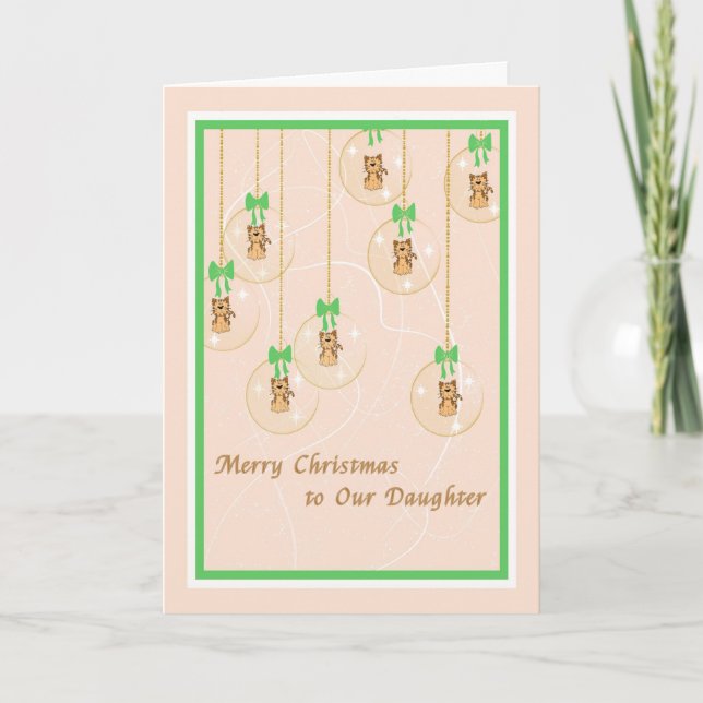 Tarjeta de navidades para Hijos, Ornamentos y Gati (Anverso)