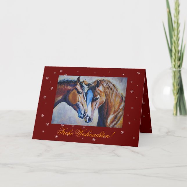 Tarjeta de Navidades para los amantes del caballo. (Anverso)