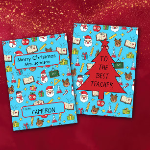 Tarjeta de navidades para profesor escolar infanti