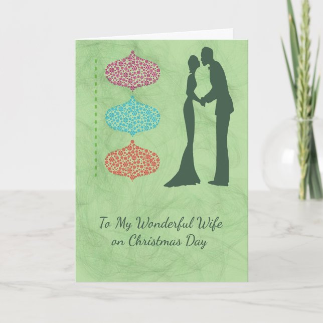 Tarjeta de navidades para tu esposa con ornamentos (Anverso)