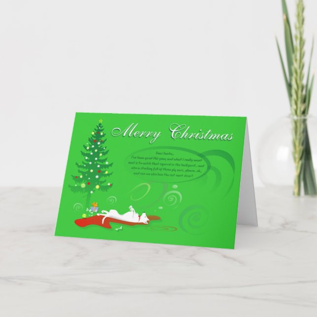 Tarjeta de navidades - Pastor alemán blanco (Anverso)