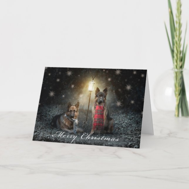 tarjeta de navidades pastores alemanes. (Anverso)