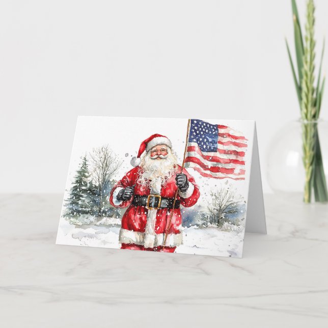Tarjeta de Navidades Patriótico Santa (Anverso)