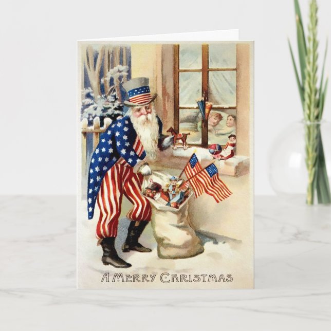 Tarjeta de Navidades Patriótico Vintage (Anverso)