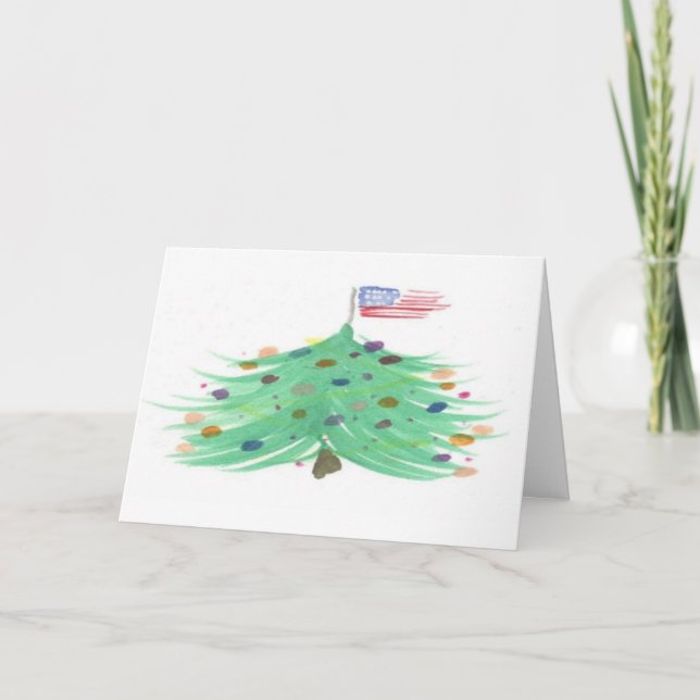 Tarjeta de Navidades patrióticos de acuarela - Ver (Anverso)