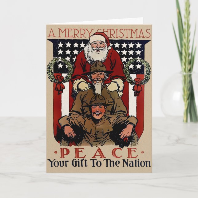 Tarjeta de Navidades patrióticos vintage (Anverso)