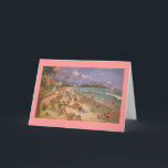 Tarjeta de Navidades Paul McGehee "The Beach at Wa<br><div class="desc">¡Mele Kalikimaka! Tarjeta de saludo de Navidades hawaianos del galardonado artista Paul McGehee. Las islas hawaianas del Pacífico azul... un paraíso lleno de sol, brisas húmedas perfumadas con flores tropicales, palmeras balancines y olas ondulantes. En la isla de Oahu se encuentra la bonita playa de Waikiki, una extensión de arena...</div>