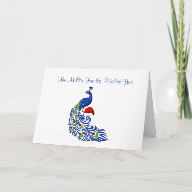 Tarjeta de Navidades Peacock personalizada (Anverso)