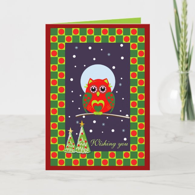 Tarjeta de Navidades personalizable con Owl (Anverso)