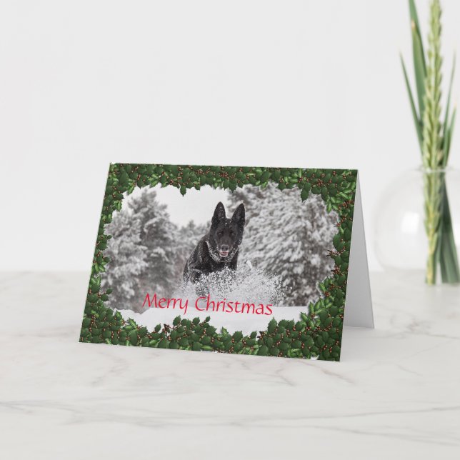 Tarjeta de Navidades personalizada con perro alsac (Anverso)
