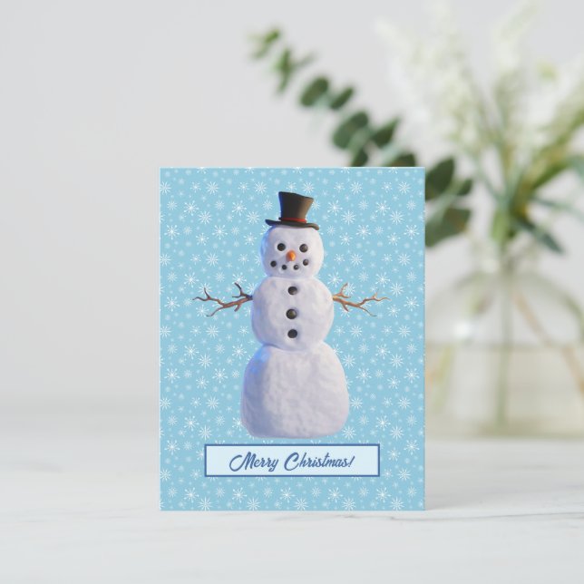 Tarjeta de Navidades personalizado 3D Snowman (Anverso de pie)