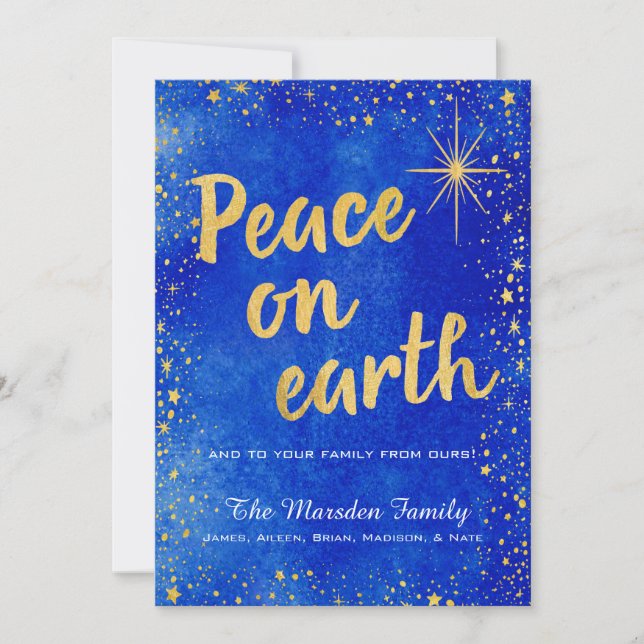 Tarjeta de Navidades personalizado Peace on Earth  (Anverso)
