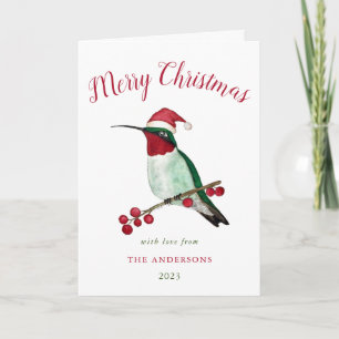 Tarjeta de Navidades personalizado Santa Hummingbi