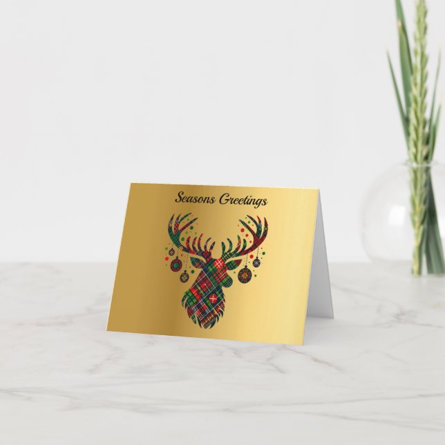 Tarjeta de Navidades personalizado Tartan Stag & B (Anverso)