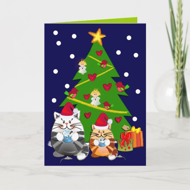Tarjeta de Navidades Personalizados con árbol y ga (Anverso)