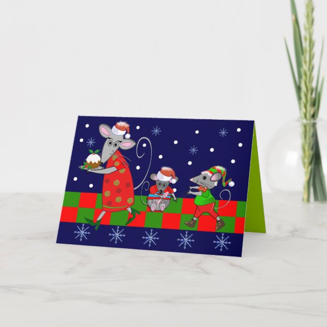 Tarjeta de Navidades Personalizados con ratones (Anverso)