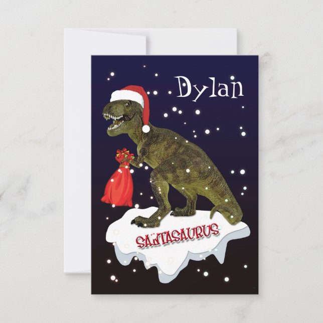Tarjeta de Navidades personalizados de dinosaurios (Anverso)
