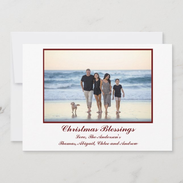 Tarjeta de Navidades personalizados de foto, roja (Anverso)
