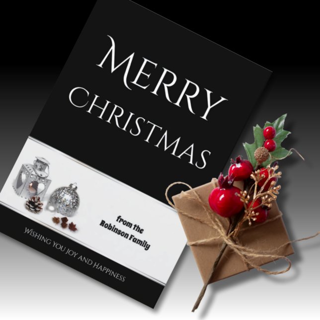Tarjeta de Navidades personalizados en blanco y ne (Subido por el creador)