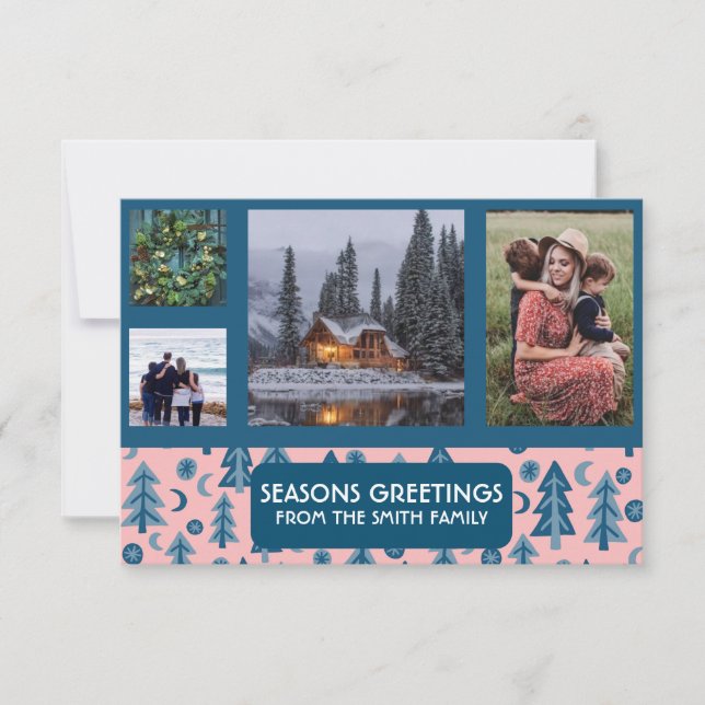 Tarjeta de Navidades personalizados FOTOS Retro Pi (Anverso)