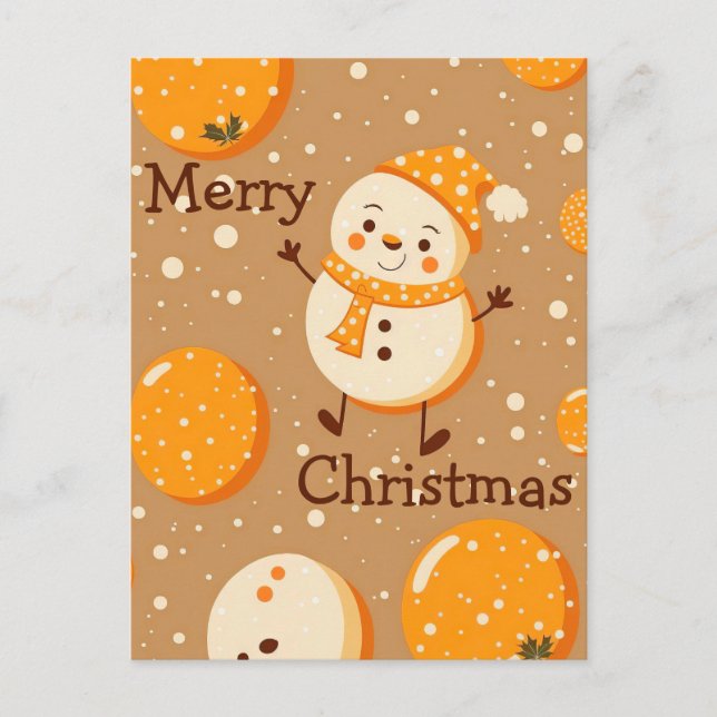 Tarjeta de Navidades Personalizados naranjas con m (Anverso)