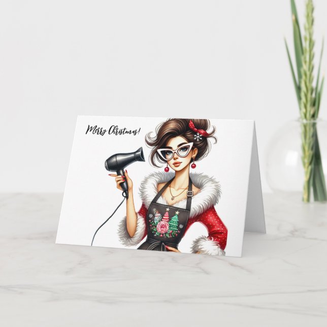 Tarjeta de Navidades personalizados para peluquero (Anverso)