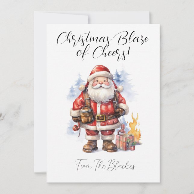 Tarjeta De Navidades Personalizados Para Un Bomber (Anverso)