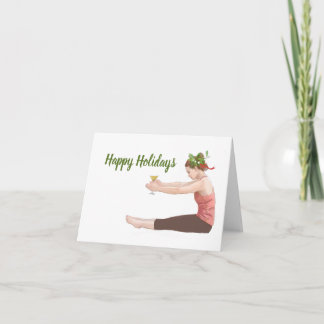Tarjeta de Navidades Pilates con cóctel