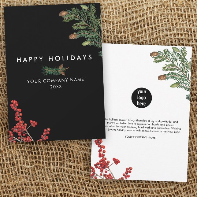 Tarjeta de Navidades Pine Cone para empresas moder (Modern Business Corporate Pine Cone Christmas Card)