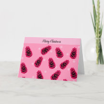 Tarjeta de Navidades Pinecones Rosa