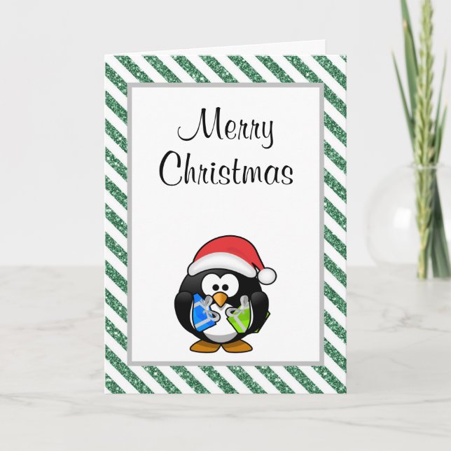 Tarjeta de Navidades Pingüino Funny Christmas (Anverso)