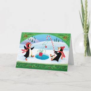 Tarjeta de Navidades Pingüinos