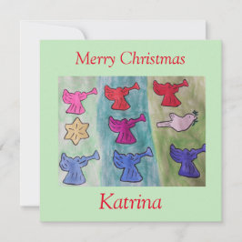 Tarjeta de Navidades planos de ángeles con trompet