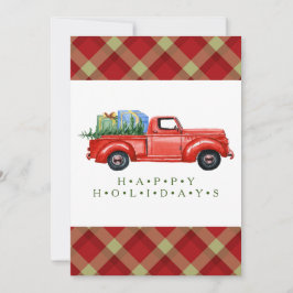 Tarjeta de Navidades planos de árbol y camionetas 