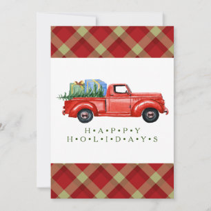 Tarjeta de Navidades planos de árbol y camionetas